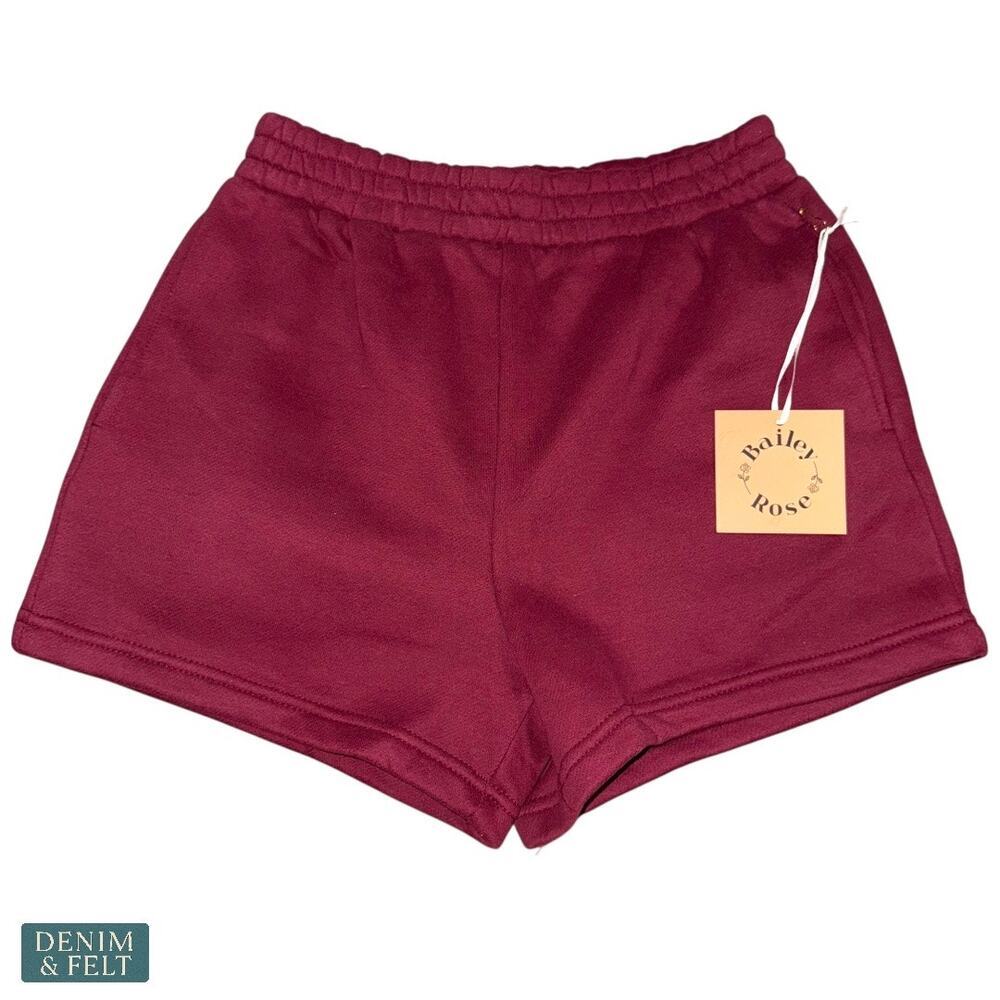 Bailey Rose Basic Cherry Coke Sweatshorts XS High Waist Casual Lounge Shorts NEW